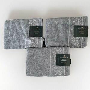 Broadhaven bath towels. Set of 3. Gray. New